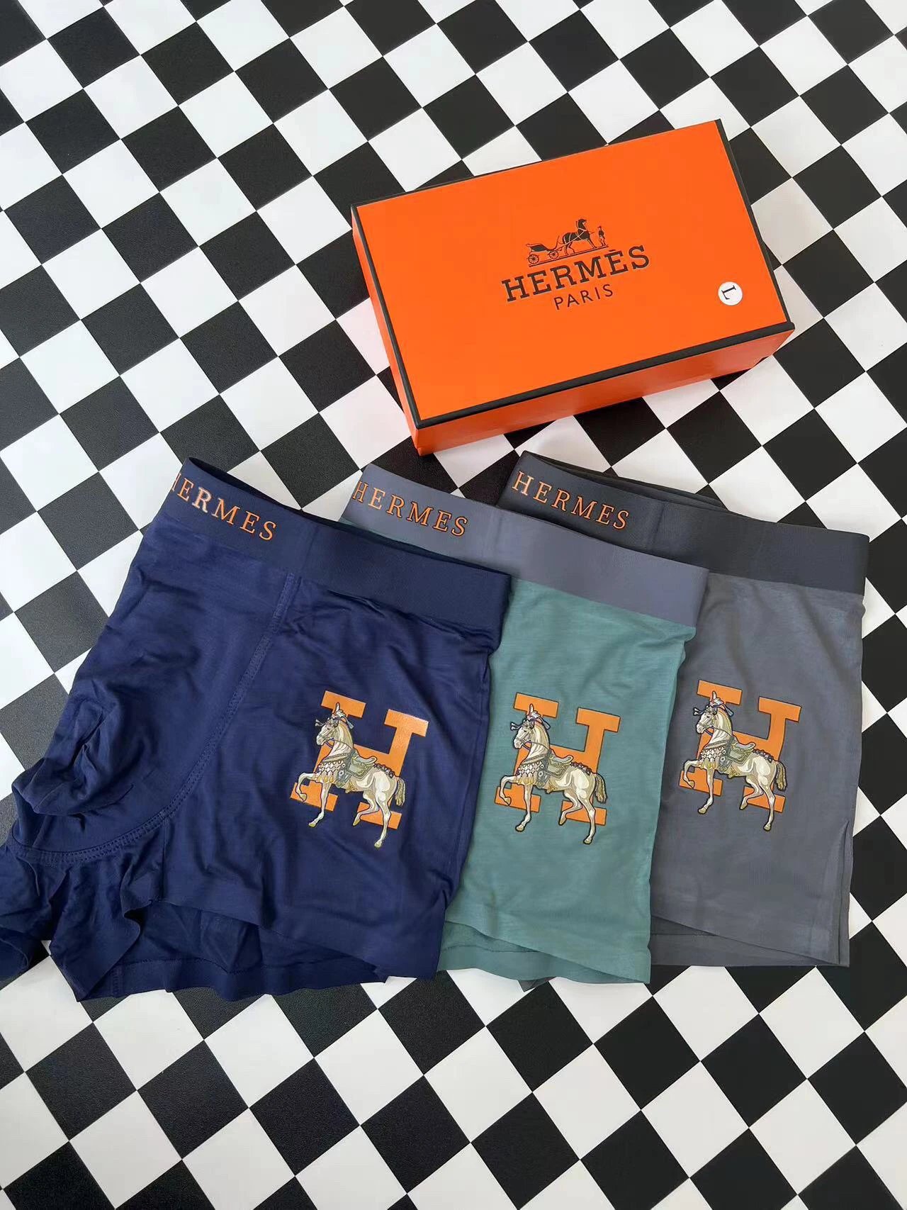 High quality men's underwear in a box of three, with a color selection of 12