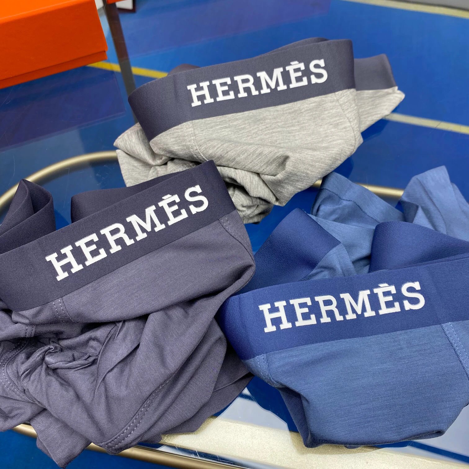 High quality men's underwear in a box of three, with a color selection of 12