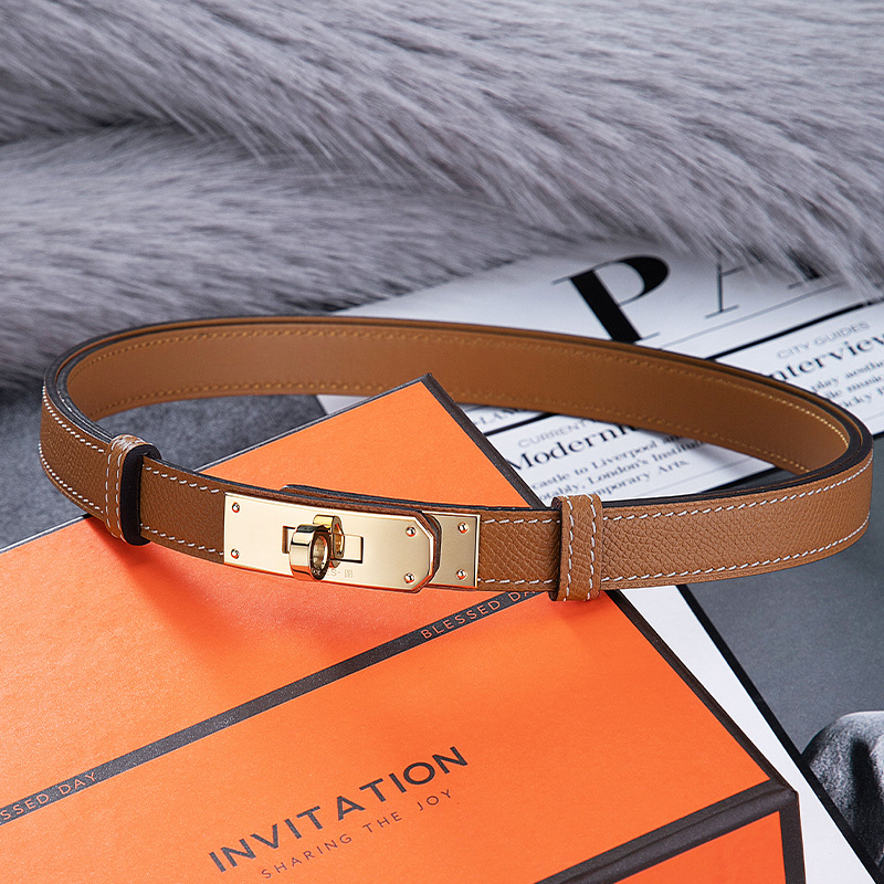 High quality first layer cowhide steel buckle women's belt