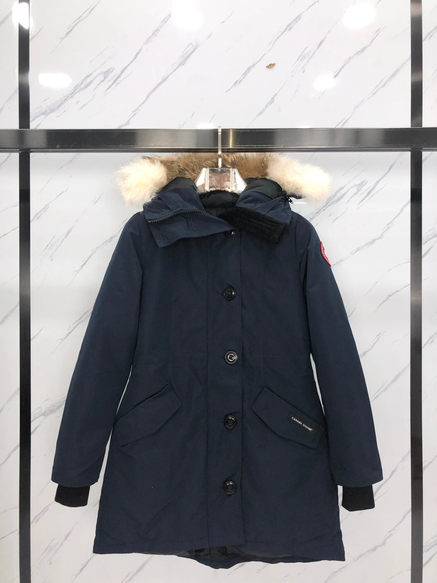Winter hooded button down jacket