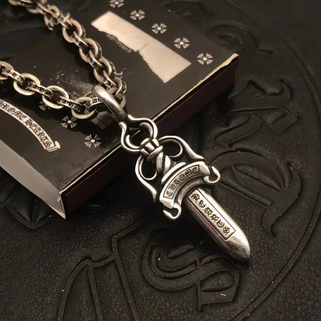 High quality high-end retro double-sided sword pendant necklace