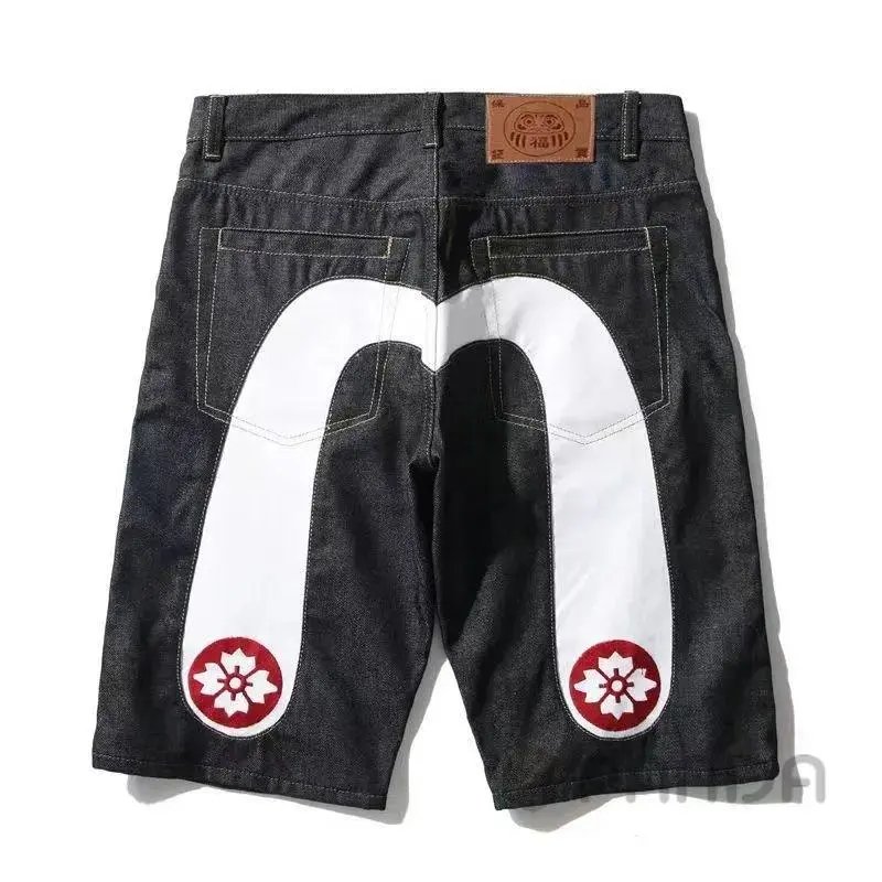 High quality printed five quarter denim shorts