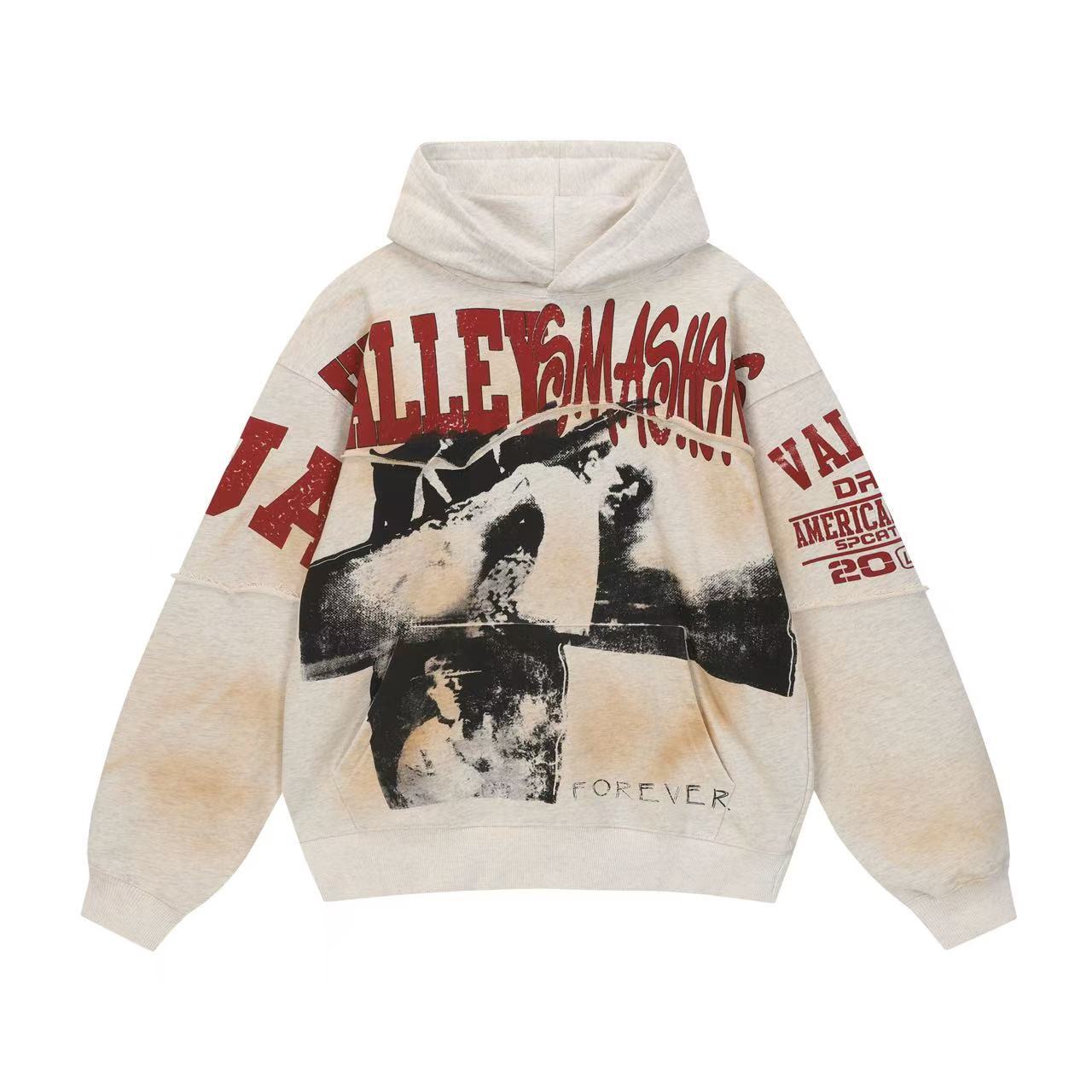 American street style eagle print hooded sweatshirt