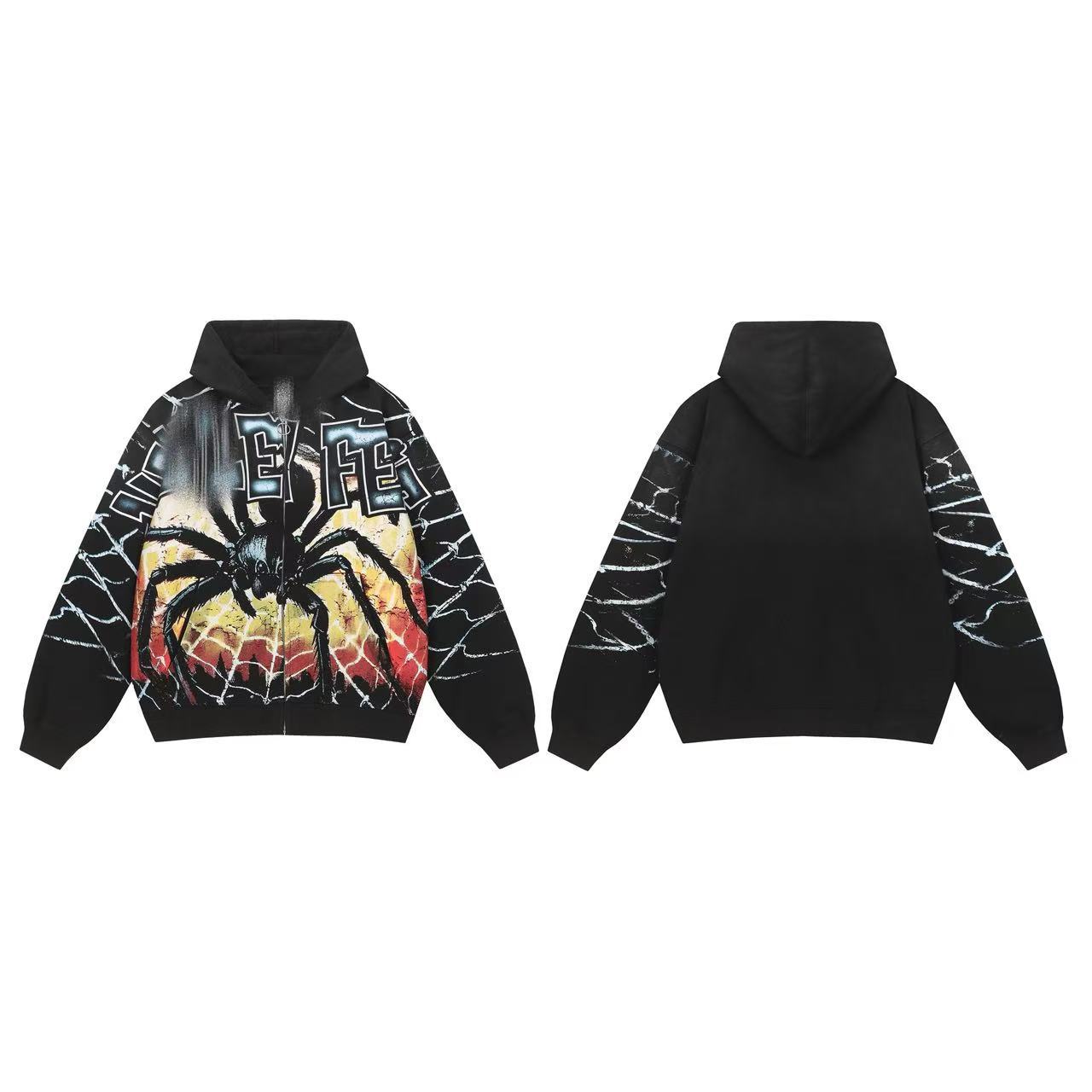 American street style eagle print hooded sweatshirt