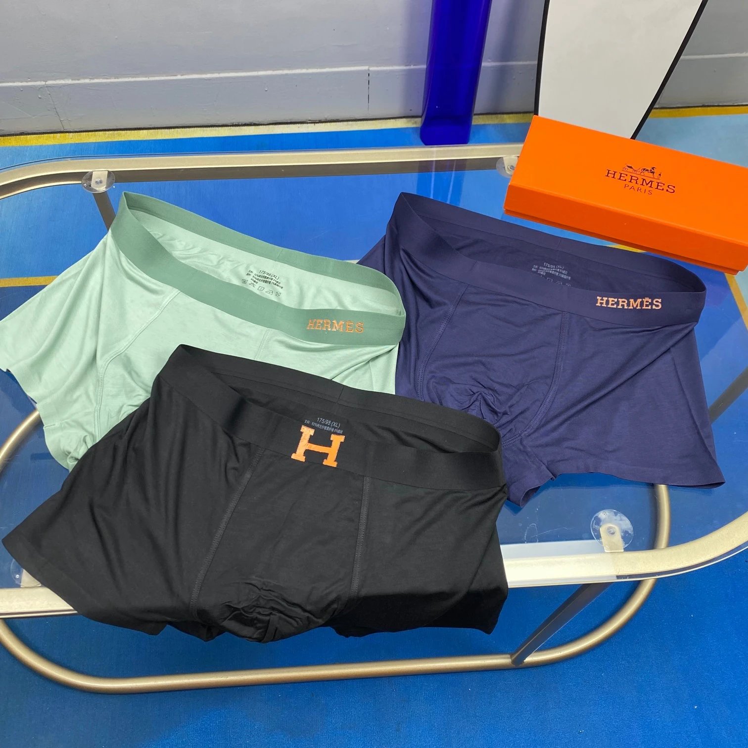 High quality men's underwear in a box of three, with a color selection of 12