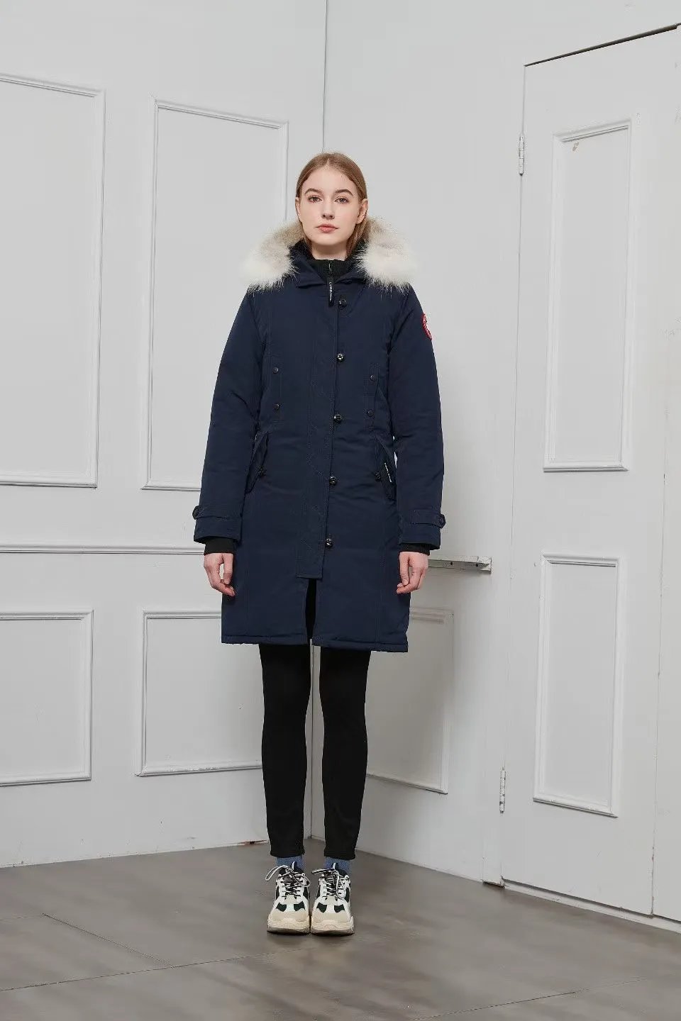 Winter long hooded down jacket