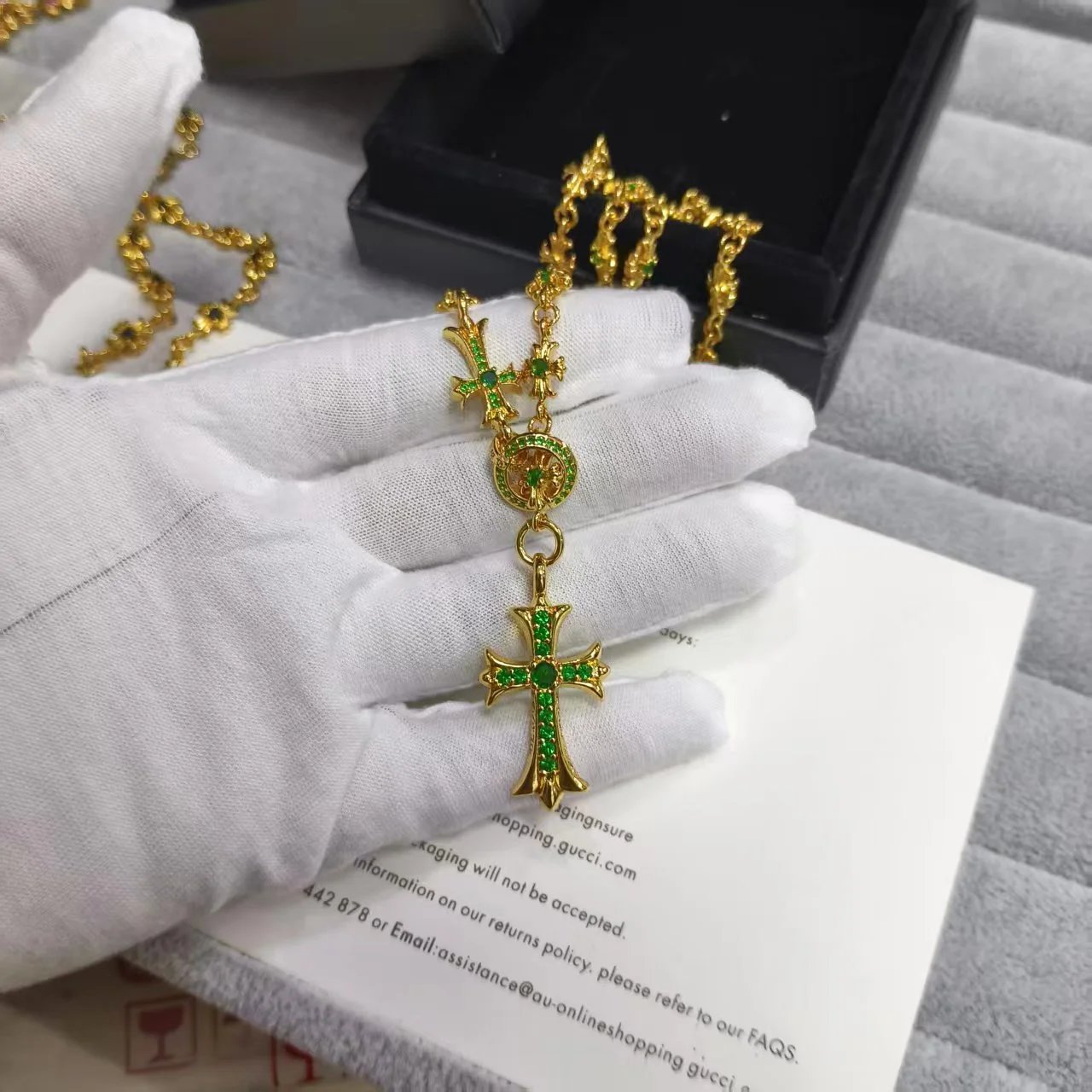 High quality gold diamond studded sliding necklace