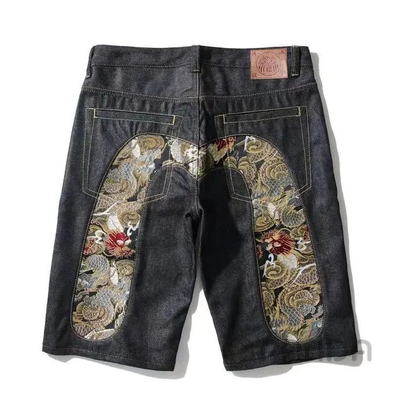 High quality printed five quarter denim shorts