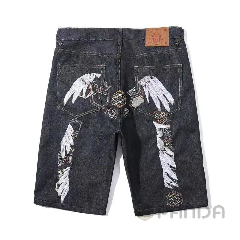 High quality printed five quarter denim shorts