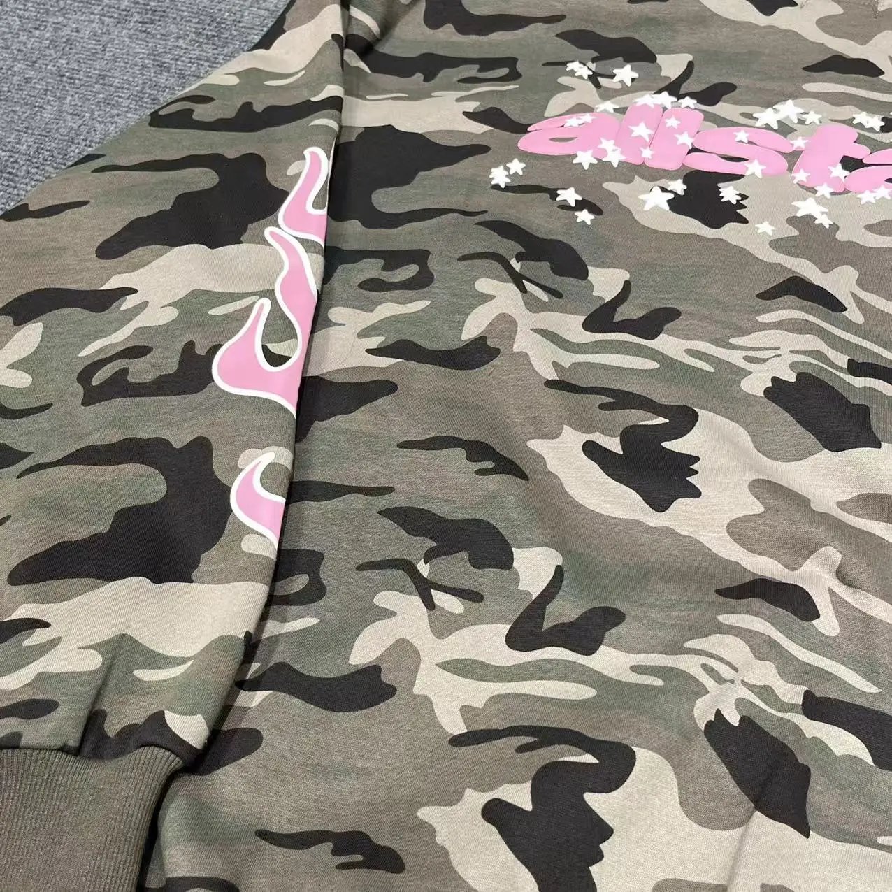 High quality crushed foam printed hoodie set