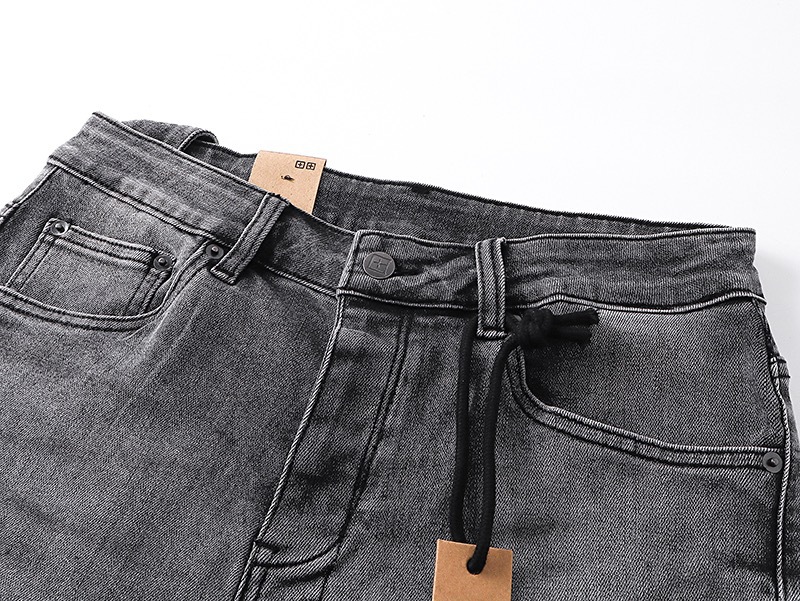 High quality, high street fashion brand splashed ink perforated small leg jeans