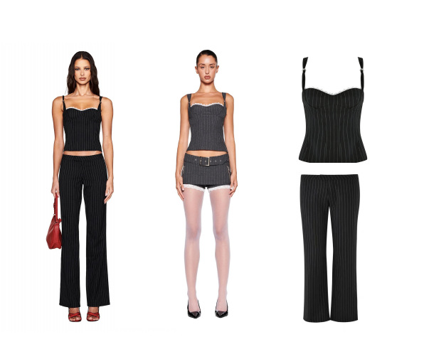 High quality suspender low waisted bell bottom pants set, please add : 18030258501 if you need size guide
