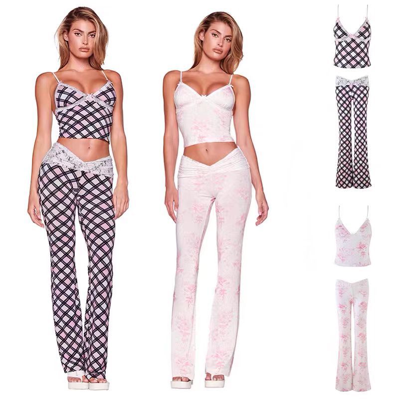 High quality suspender low waisted bell bottom pants set, please add : 18030258501 if you need size guide