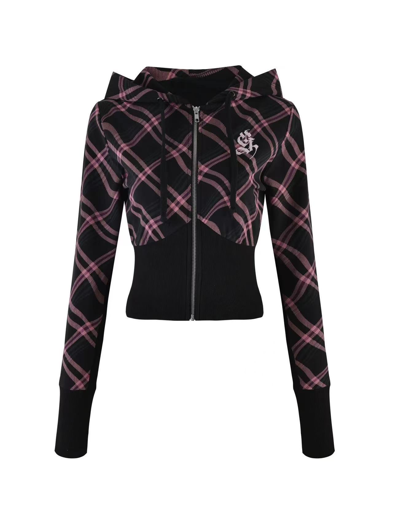 High quality slim fit hooded zipper short jacket set, please add : 18859952090 if you need size guide