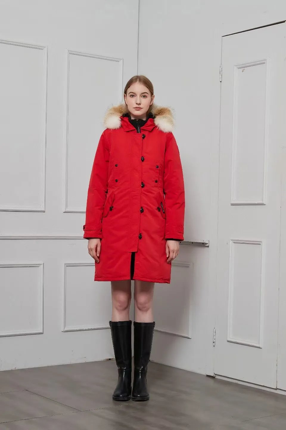 Winter long hooded down jacket
