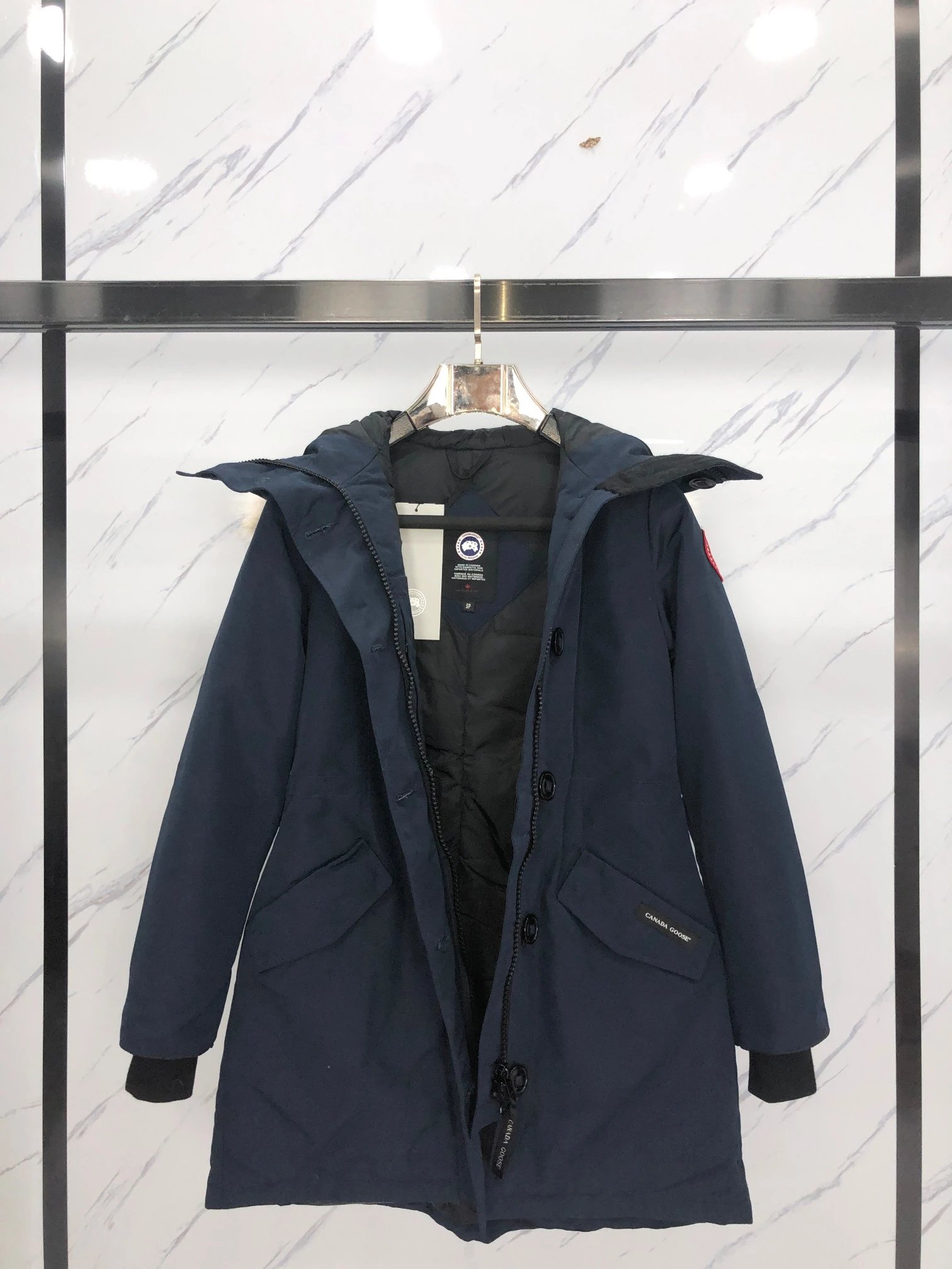 Winter hooded button down jacket