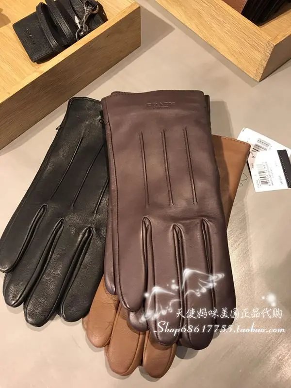 Coach High Quality Men's Sheepskin Warm Gloves
