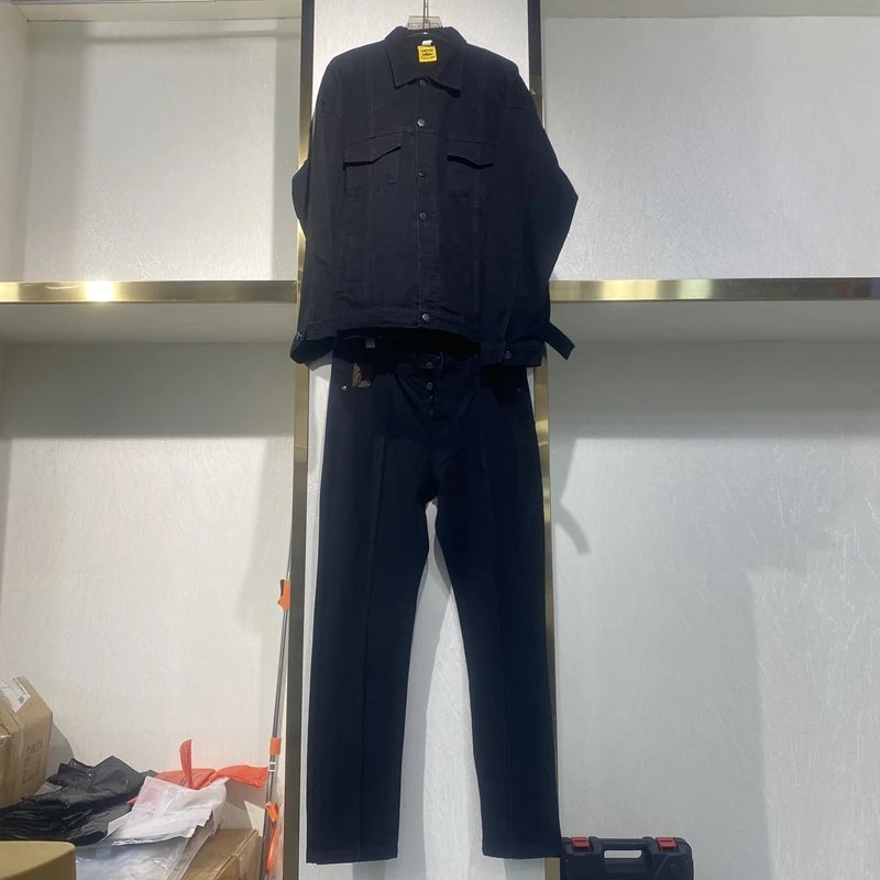 New high quality denim suit sports pants