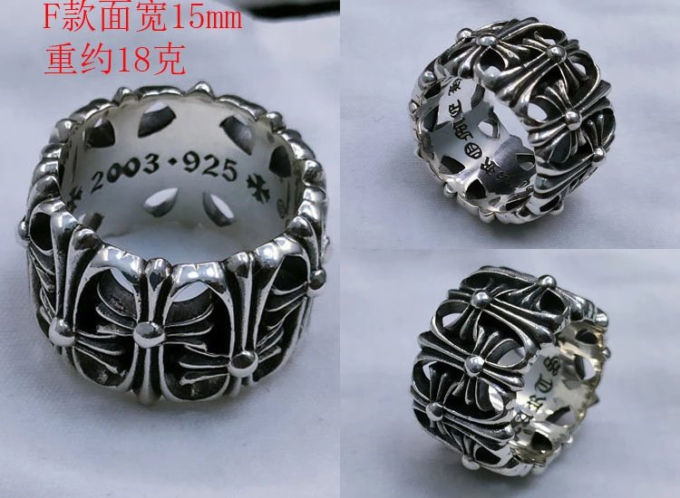 High quality pure silver classic cross flower tombstone ring