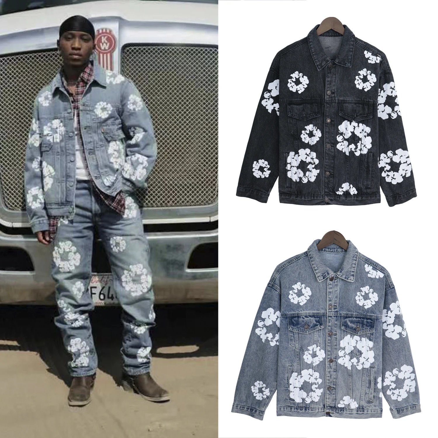 New high-quality white denim suit