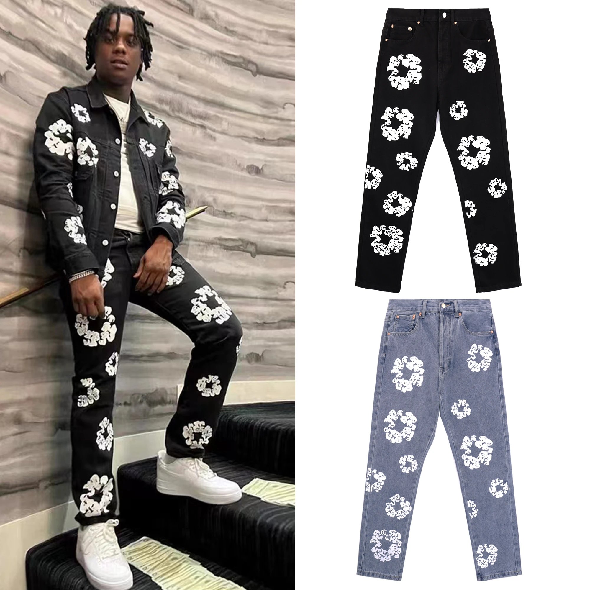 New high-quality white denim suit
