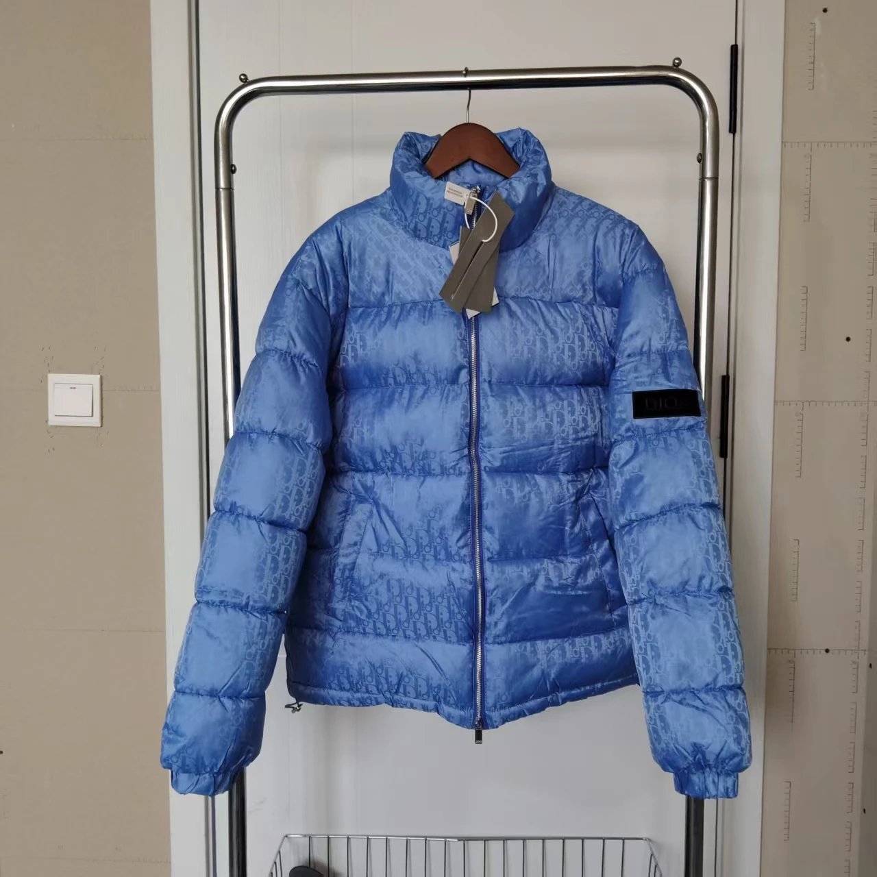 High quality dark stripe standing collar cotton jacket m5xl