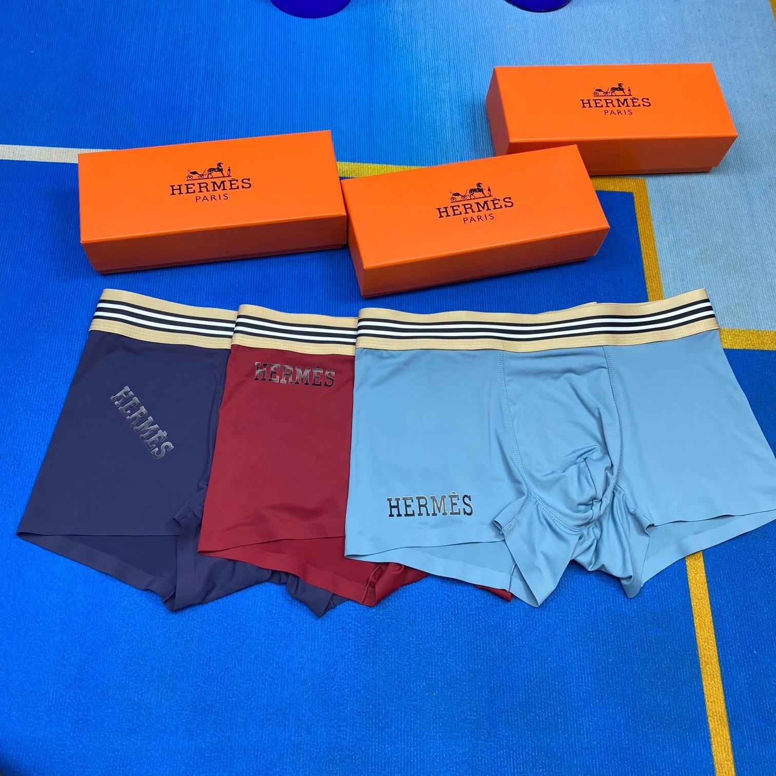 High quality men's underwear in a box of three, with a color selection of 12