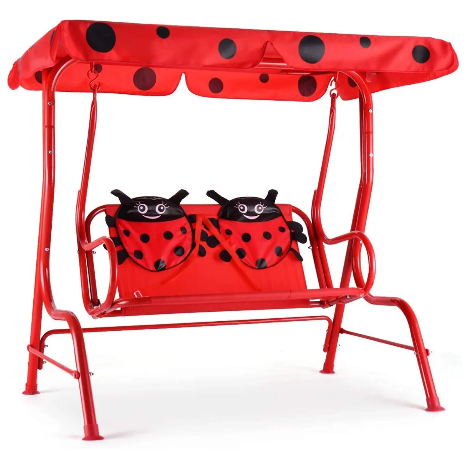 Costzon All-Weather kids Patio Swing, 2-Seater Porch Swing Lounge Chair Hammock w/Removable Canopy, Outdoor Swing Bench mothersdaygift