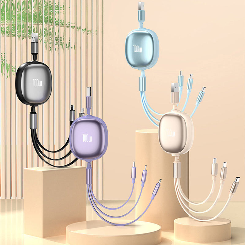 3-in-1-Kompaktes zusammenziehbares Schnellladekabel