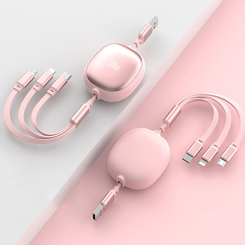 3-in-1-Kompaktes zusammenziehbares Schnellladekabel