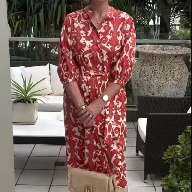 Elegantes Trendiges Druck Kleid für Damen in Rot