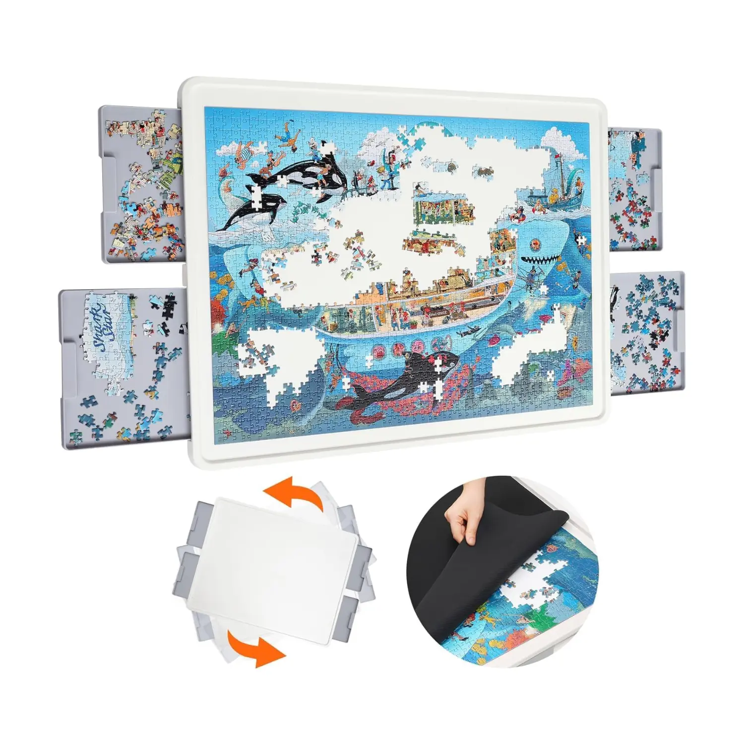 Playboda 1500 Pieces Rotating Plastic Puzzle Board with Drawers and Cover, Portable Jigsaw Puzzle Table for Adults, Lazy Susan Spinning Puzzle Boards (Patent Design) puzzle board Durable