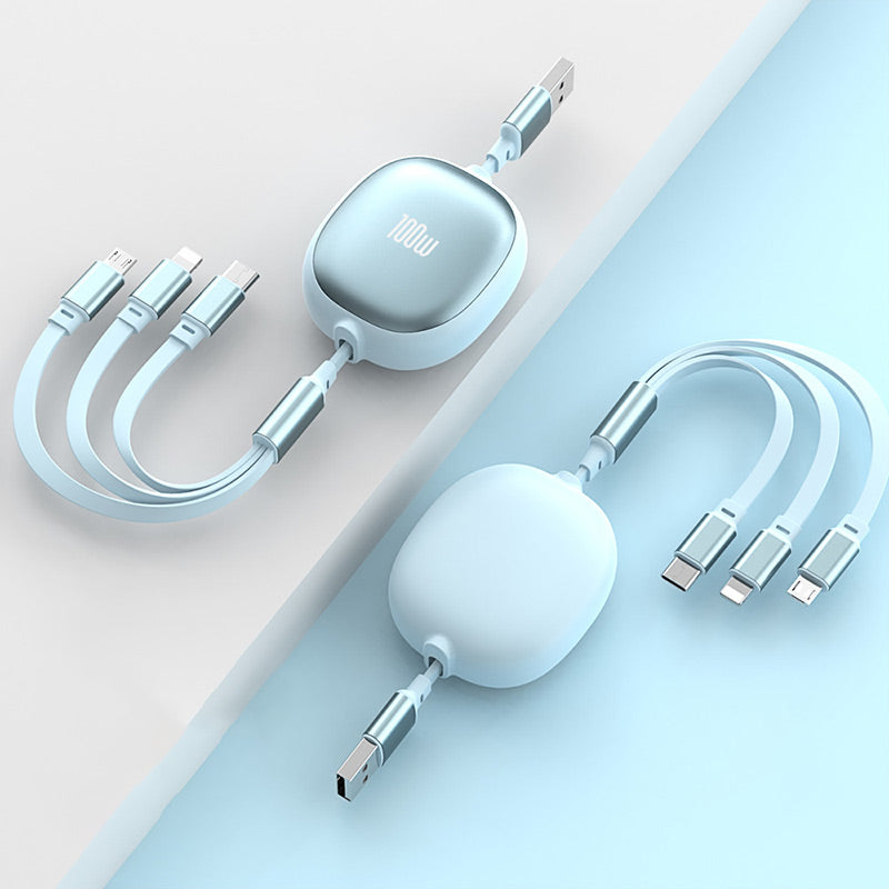 3-in-1-Kompaktes zusammenziehbares Schnellladekabel