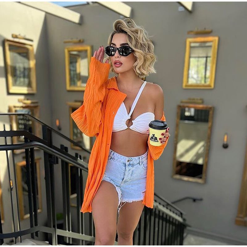 NEW Elegantes plissiertes zweiteiliges Set für Damen