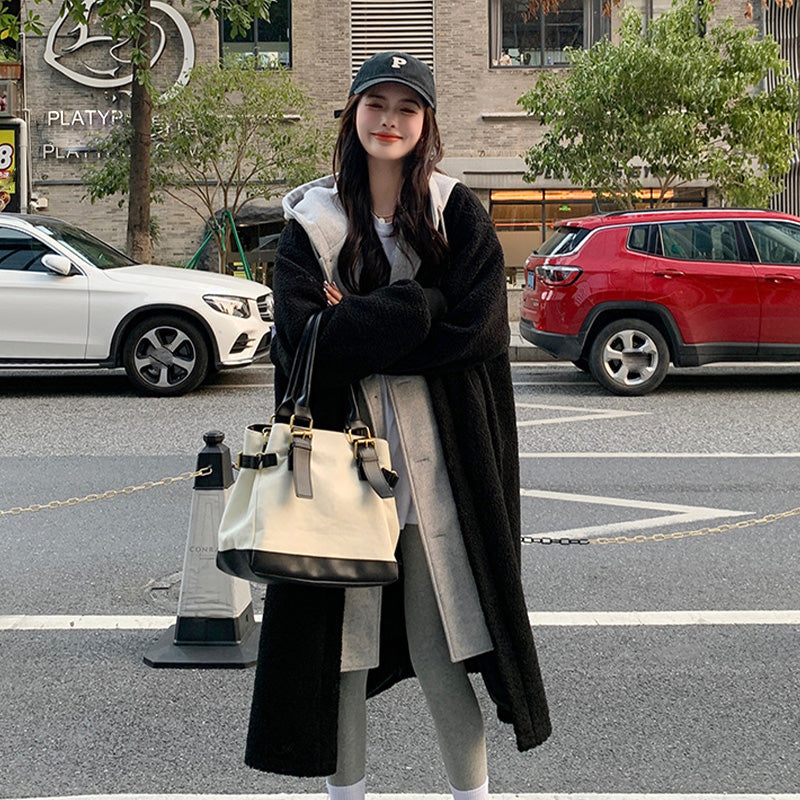 🔥✨HOT SALE🎅🎁Bestes Geschenk für sie 2-Layered Faux Lambswool Hooded Coat Jacket(42%OFF)