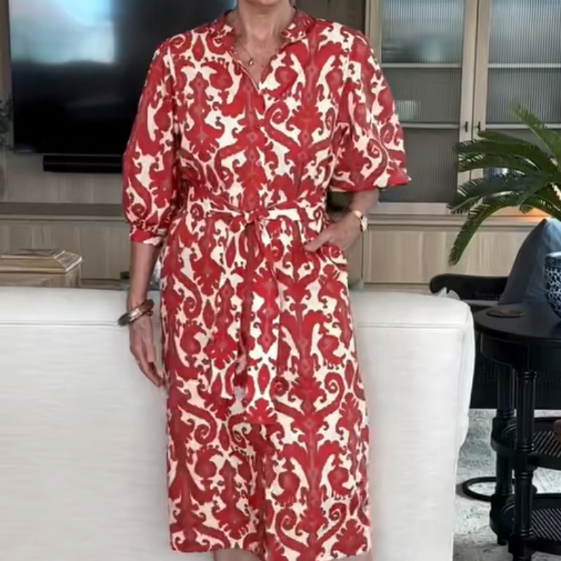 Elegantes Trendiges Druck Kleid für Damen in Rot