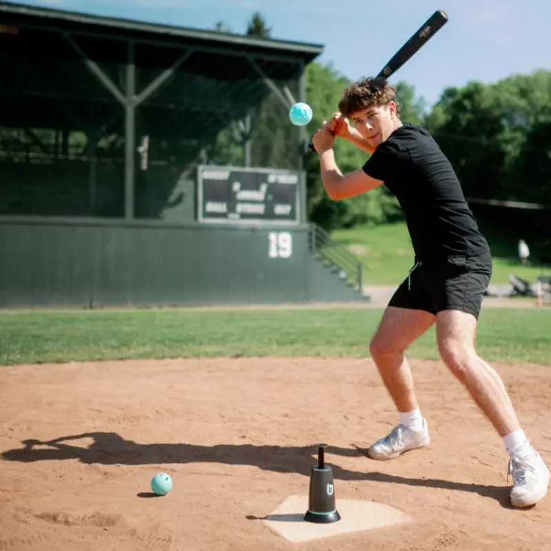 Tee Popper 6 Ball Bundle - Baseball Training Hitting Aid with 46" Pop Height & 3-Second Dwell Time for Solo Drills