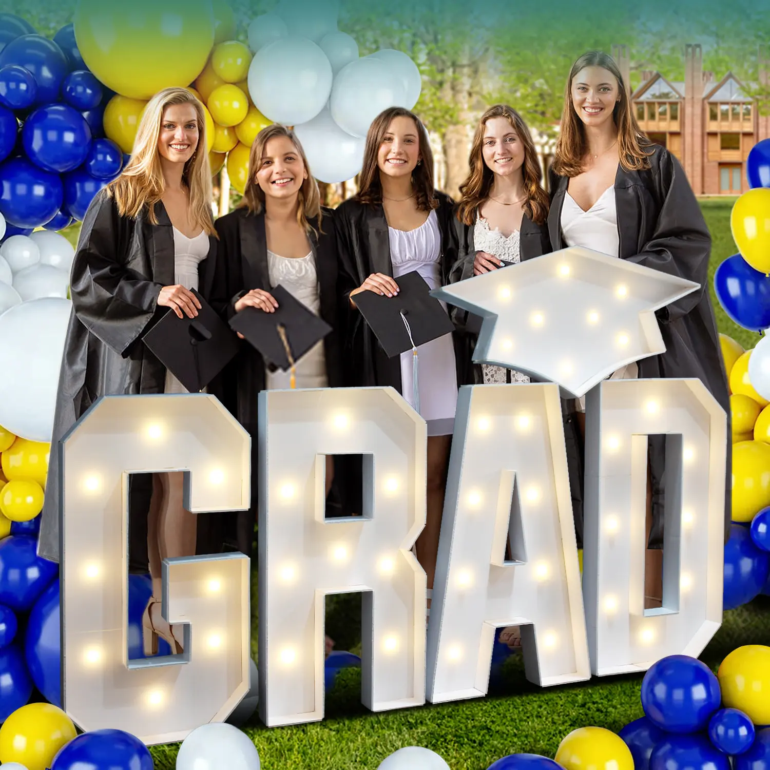 2026 Graduation Party DIY Decorations - 2.3FT Pre-Cut 2026/GRAD/26 Marquee Letter Sign with Light - DIY Mosaic Foam Board Includes Glue Gun Balloons for Kindergarten Preschool College Prom