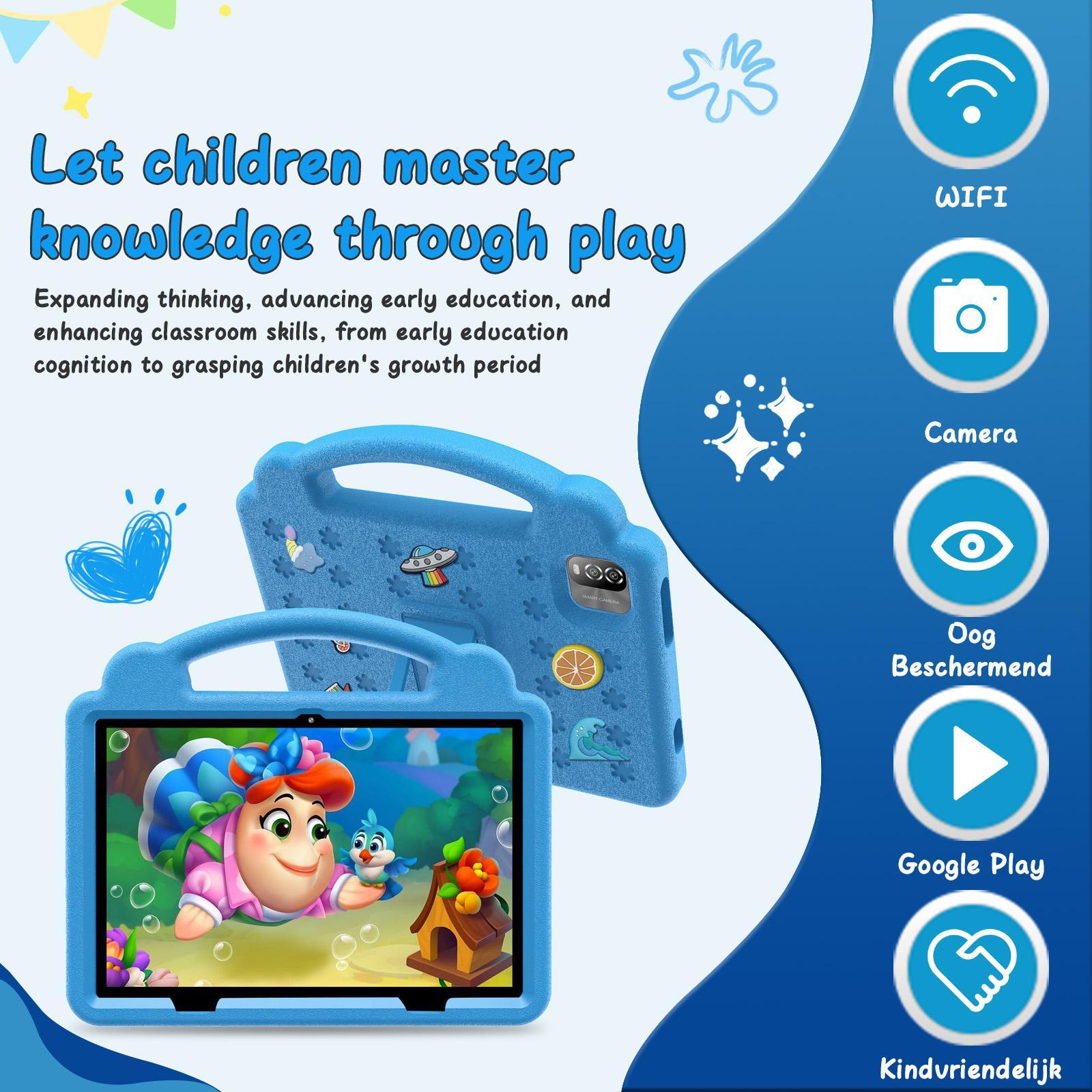 10.1-Inch Learning and Entertainment Tablet, Student Tablets, Educational Tablet with 2.4G Wi-Fi, GMS, Eye-Protection Screen, Parental Controls, Dual Cameras and Shockproof Case