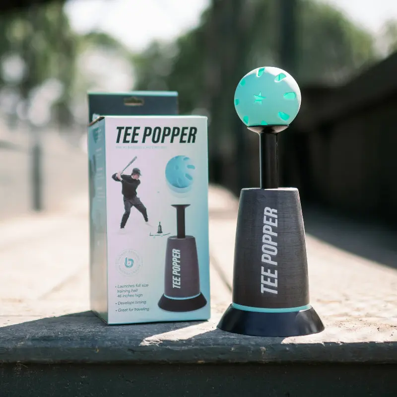 Tee Popper 6 Ball Bundle - Baseball Training Hitting Aid with 46" Pop Height & 3-Second Dwell Time for Solo Drills