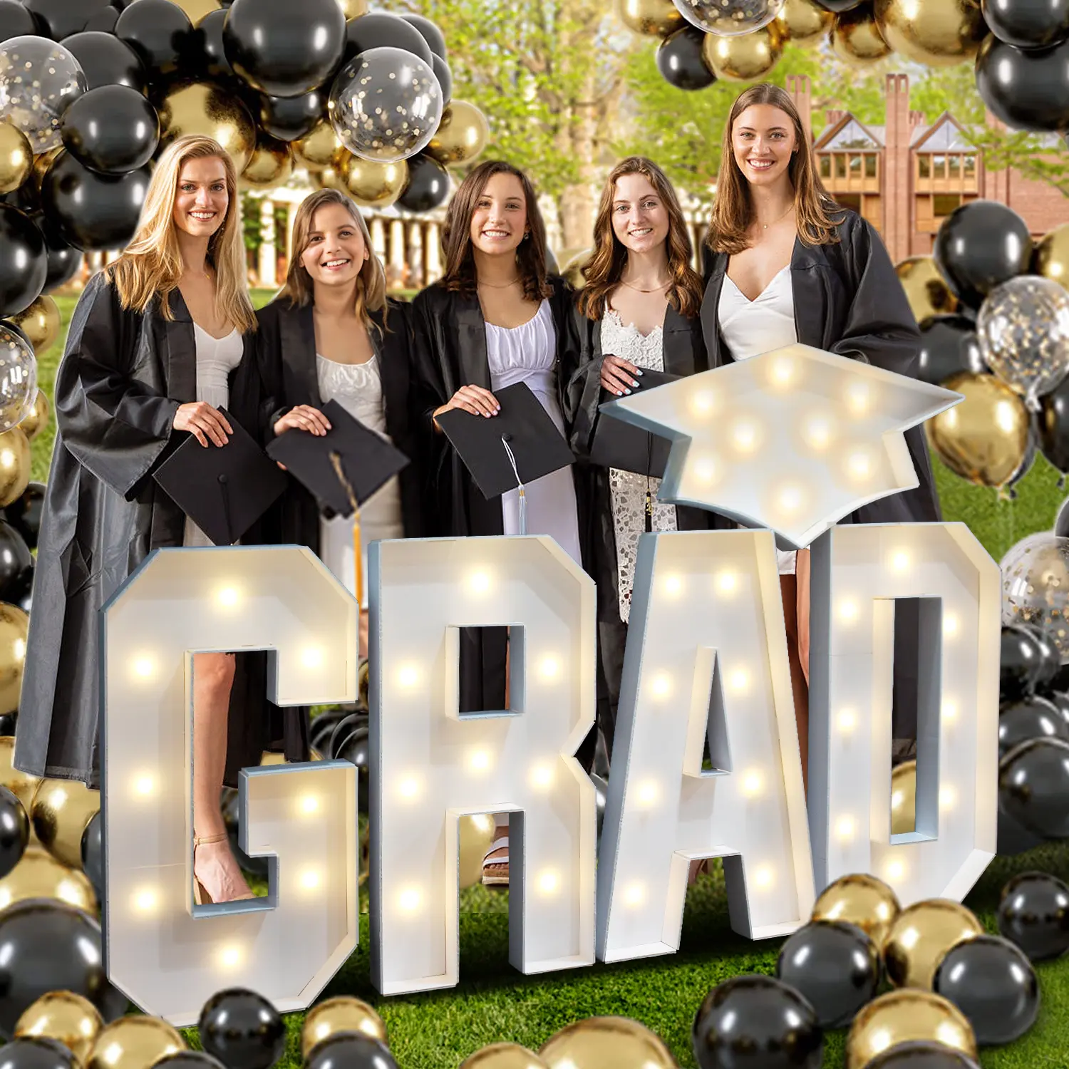 2026 Graduation Party DIY Decorations - 2.3FT Pre-Cut 2026/GRAD/26 Marquee Letter Sign with Light - DIY Mosaic Foam Board Includes Glue Gun Balloons for Kindergarten Preschool College Prom