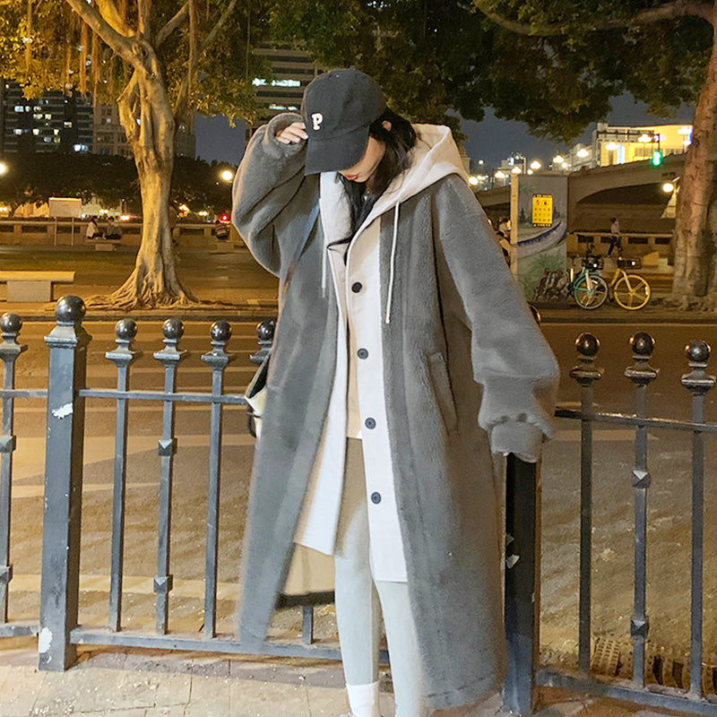 🔥✨HOT SALE🎅🎁Bestes Geschenk für sie 2-Layered Faux Lambswool Hooded Coat Jacket(42%OFF)