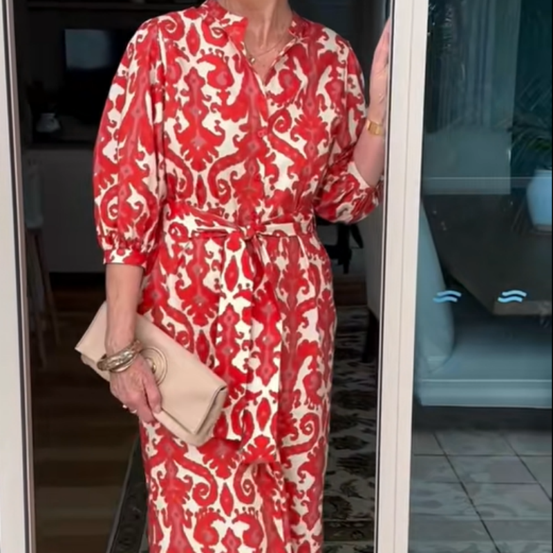 Elegantes Trendiges Druck Kleid für Damen in Rot