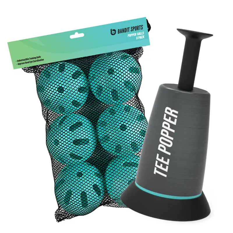 Tee Popper 6 Ball Bundle - Baseball Training Hitting Aid with 46" Pop Height & 3-Second Dwell Time for Solo Drills