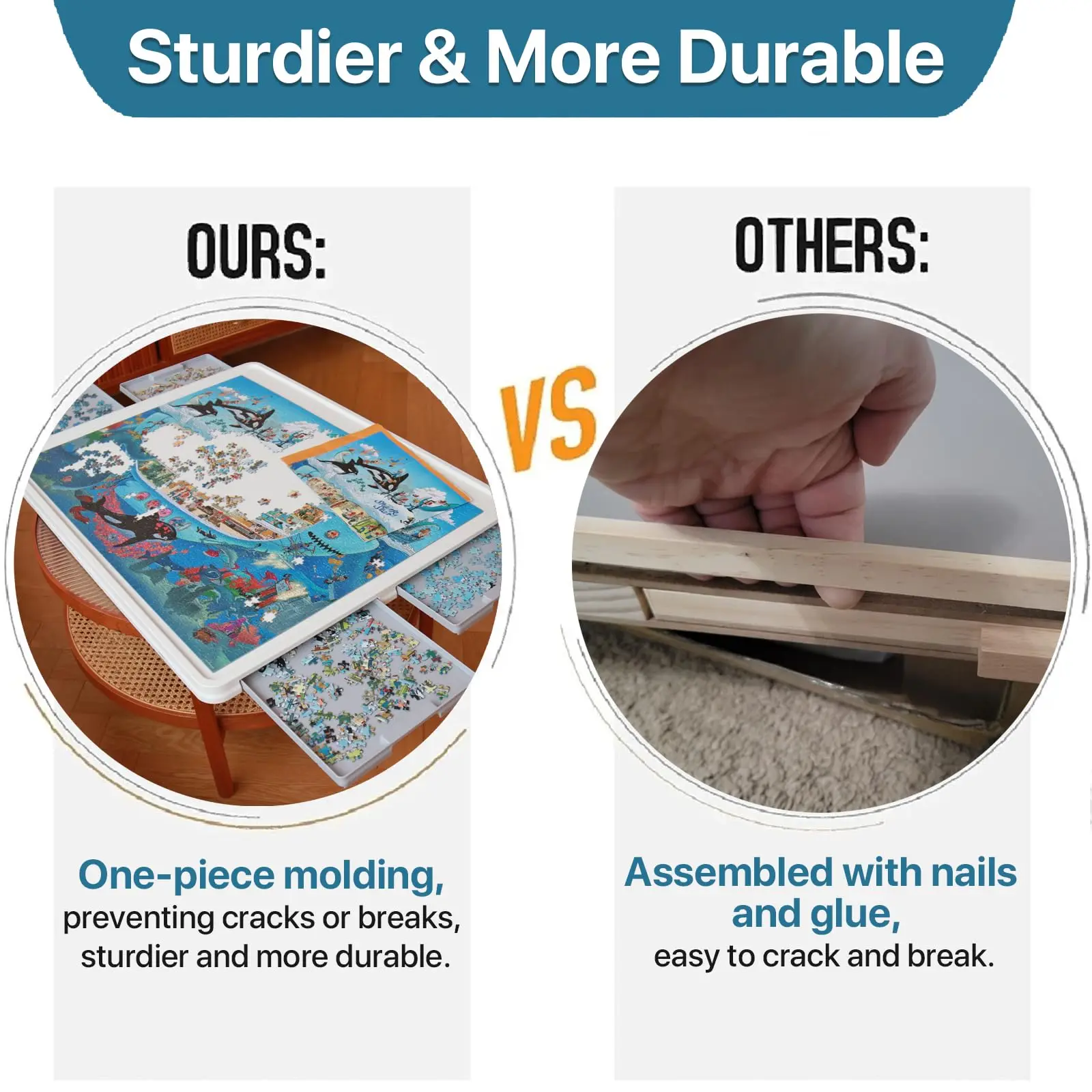 Playboda 1500 Pieces Rotating Plastic Puzzle Board with Drawers and Cover, Portable Jigsaw Puzzle Table for Adults, Lazy Susan Spinning Puzzle Boards (Patent Design) puzzle board Durable