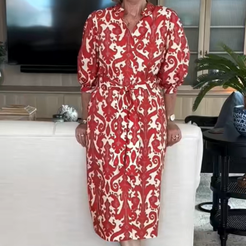 Elegantes Trendiges Druck Kleid für Damen in Rot