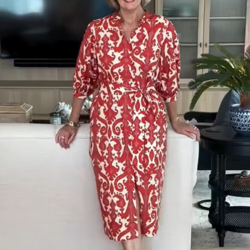 Elegantes Trendiges Druck Kleid für Damen in Rot