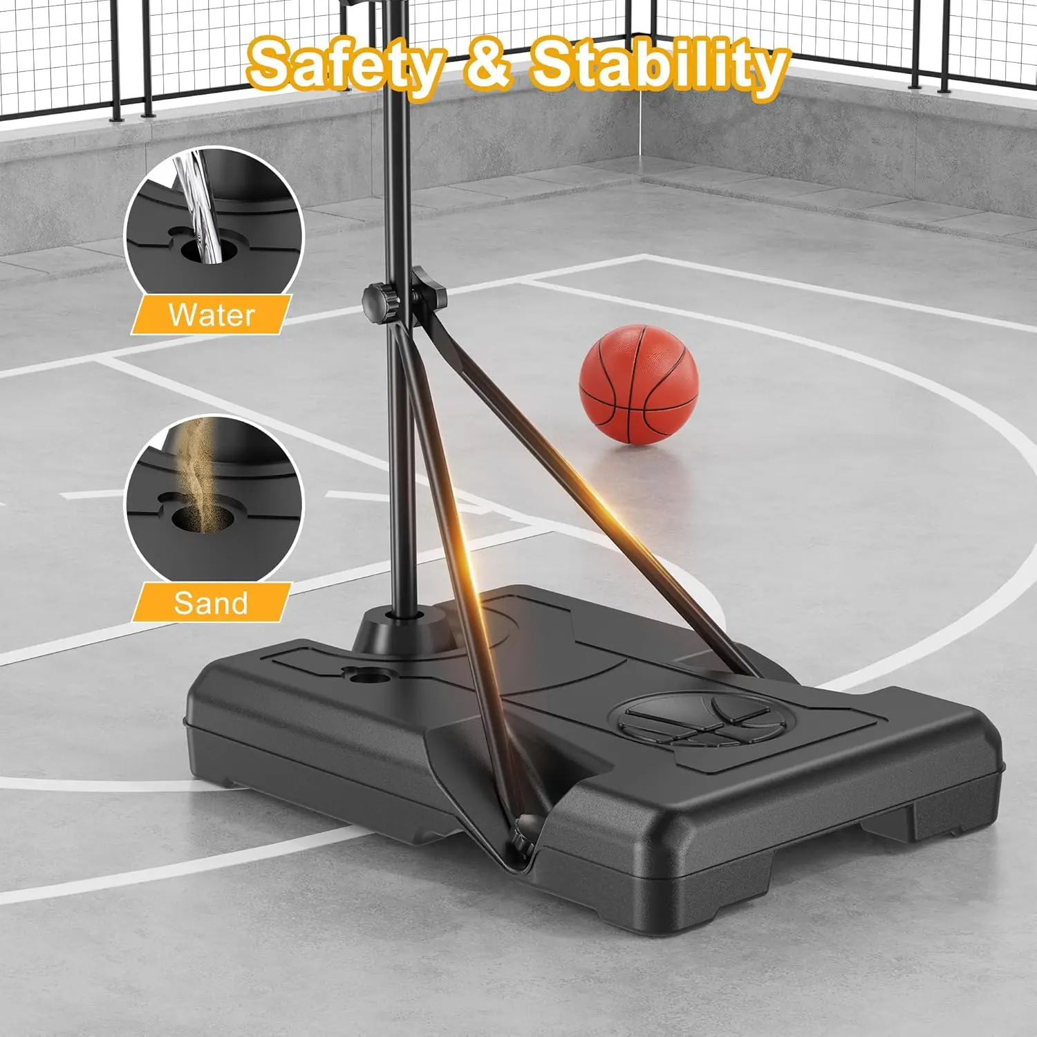 CuLiDing Kids 3ft to 5.8ft Height Adjustable Indoor Basketball Stand with Timer,Weatherproof Base for Outdoor Practice Portable Durable Fun Mother's Day Gift