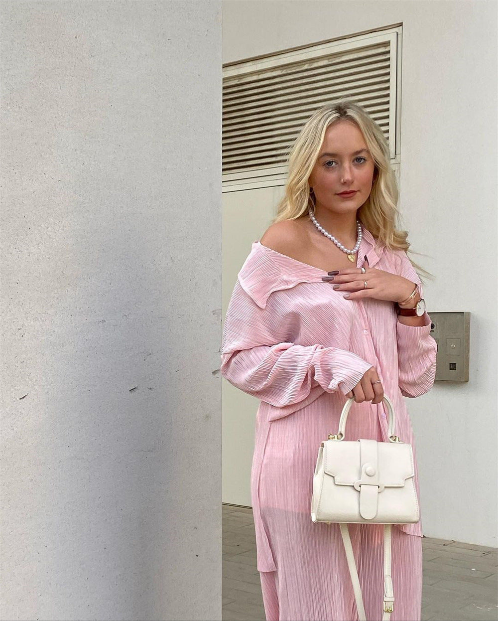 NEW Elegantes plissiertes zweiteiliges Set für Damen