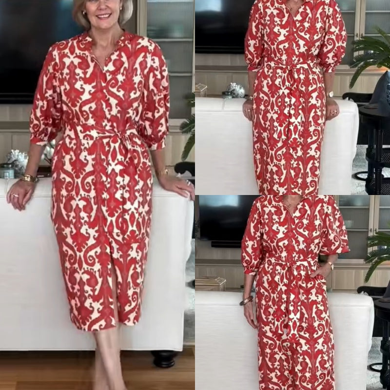 Elegantes Trendiges Druck Kleid für Damen in Rot